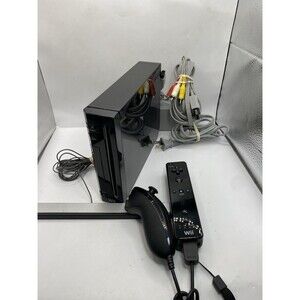 Nintendo Wii  RVL-001 Black Console W/ Controllers GameCube Compatible Tested